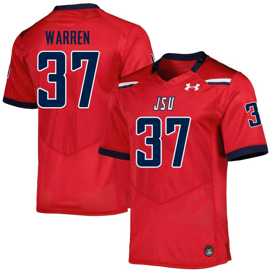 Jackson State Tigers #37 Donovan Warren College Football Jerseys,Uniforms-Red